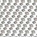 Seamless pattern with thin black outline dice vector illustration isolated on white background. Hand drawn vector. Doodle toys, mo