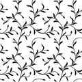 Seamless pattern. Thin delicate twigs with leaves isolated on white background.