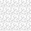 Seamless pattern. Thin delicate twigs with leaves isolated on white background.