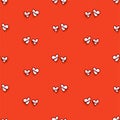 Seamless pattern with thin outline of white hearts isolated on red background. hand drawn vector. modern scribble for kids, wallpa