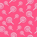 Seamless pattern with thin white outline lollipops isolated on pink background Royalty Free Stock Photo