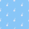 Seamless pattern with thin white outline sweet bag candies isolated on blue background. hand drawn vector. modern scribble for kid Royalty Free Stock Photo