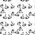 Seamless pattern of three pairs of lemons with leaves with black and white motif. Vector with swatch Royalty Free Stock Photo