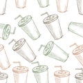 Seamless pattern of three types cola cup Royalty Free Stock Photo