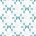 Seamless pattern with tie and bow on a polka dot background. Vector white illustration. Royalty Free Stock Photo