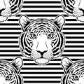 Seamless pattern with tiger muzzle