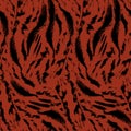 Seamless Pattern of Tiger Skin, Fashion and Stylish on Dark Brown background.