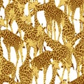 seamless pattern tight giraffe, wildlife vector illustration on white background