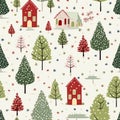 Seamless pattern, tileable Christmas holiday country dots print, English countryside cottage for wallpaper, wrapping paper,