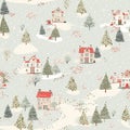 Seamless pattern, tileable Christmas holiday country dots print, English countryside cottage for wallpaper, wrapping paper,