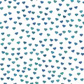 Seamless pattern with tiny blue and green hearts.