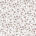 Seamless pattern of tiny field flowers.