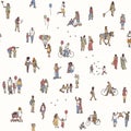 Seamless pattern of tiny pedestrians