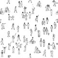 Seamless pattern of tiny people