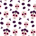 Seamless pattern to Day of the Dead of Sugar Skull and flowers. Dia de los muertos. Mexico. Isolate Royalty Free Stock Photo