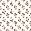 Seamless pattern with toadstool mushrooms