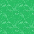 Seamless pattern with tomato and arugula rucola.