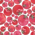 Seamless pattern Tomato. Hand painted watercolor. Handmade fresh food design elements isolated Royalty Free Stock Photo