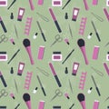 Seamless pattern of tools for manicure and pedicure