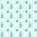 Seamless pattern tooth with cavities mouthwash floss