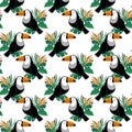 Seamless Pattern Toucan bird. Exotic bird background. Textile print. Vector