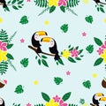 Seamless Pattern Toucan Bird in Summer