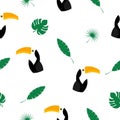 Seamless pattern toucan illustration. Vector background