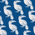 Seamless pattern with toucans on classic blue background Royalty Free Stock Photo