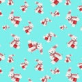 Seamless pattern with a toy bear on a blue background Royalty Free Stock Photo