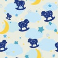 Seamless pattern with toy silhouettes of lambs. Vector illustration.