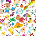 Seamless pattern with toys on white background Royalty Free Stock Photo