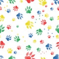 Seamless pattern of traces of dog`s paws. Royalty Free Stock Photo