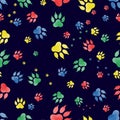 Seamless pattern of traces of dog`s paws. Royalty Free Stock Photo