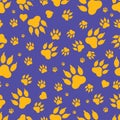 Seamless pattern of traces of dog`s paws. Vektor Royalty Free Stock Photo