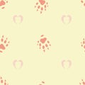 Seamless pattern with traces of paws of animals and hearts. Design for wallpaper, textiles