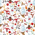 Seamless pattern with traditional Christmas characters.