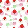 Seamless pattern traditional Japanese dessert Dango and Daifuku. Vector illustration. Royalty Free Stock Photo