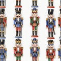 Seamless Pattern of Traditional Nutcracker Soldiers in Festive Uniforms Royalty Free Stock Photo