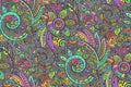 Seamless pattern with traditional oriental colorful flora