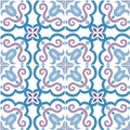 Seamless pattern. Traditional ornate portuguese tiles azulejos. Vector illustration. Royalty Free Stock Photo