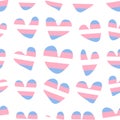 Seamless pattern with transgender flag hearts vector illustration