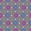 Seamless pattern with translucent large and small colorful polka dots