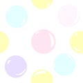 Seamless pattern on transparent background with pastel shades soap bubbles. Children`s colorful pattern