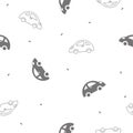 Seamless pattern transport cars, white and gray colors