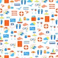 Seamless pattern with travel elements icons signs Royalty Free Stock Photo