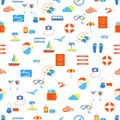 Seamless pattern with travel elements icons signs Royalty Free Stock Photo