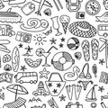 Seamless pattern with travel hand drawn icons Royalty Free Stock Photo