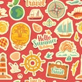 Seamless pattern with travel stickers or magnets Royalty Free Stock Photo