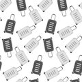 Seamless pattern of a travel suitcase in grayscale. World tourism day. International customs day