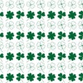 Seamless pattern of tree and four leaf clover. Outline and color drawn design concept for many uses